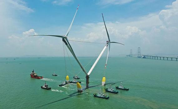 襄陽風電“雙子星”！全球單體容量最大漂浮式風電平臺正式投運